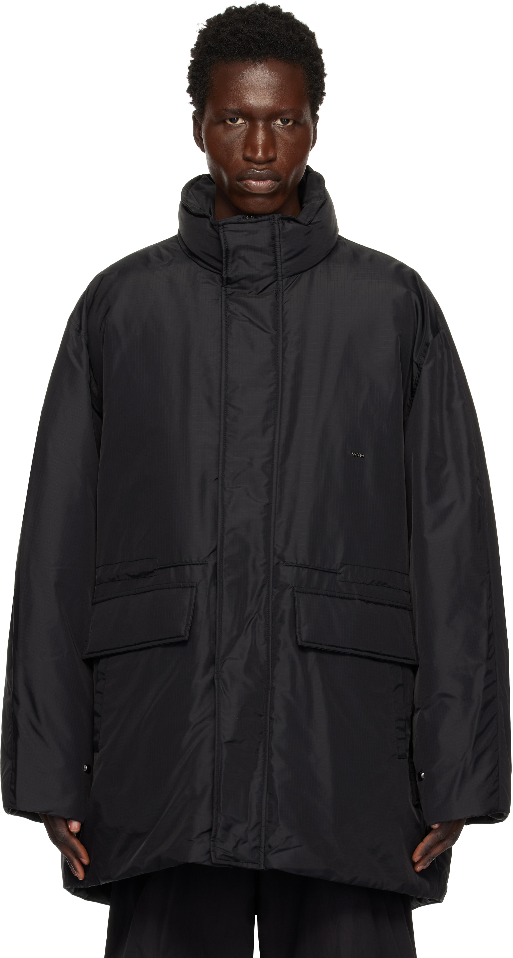 Black Funnel Neck Down Jacket