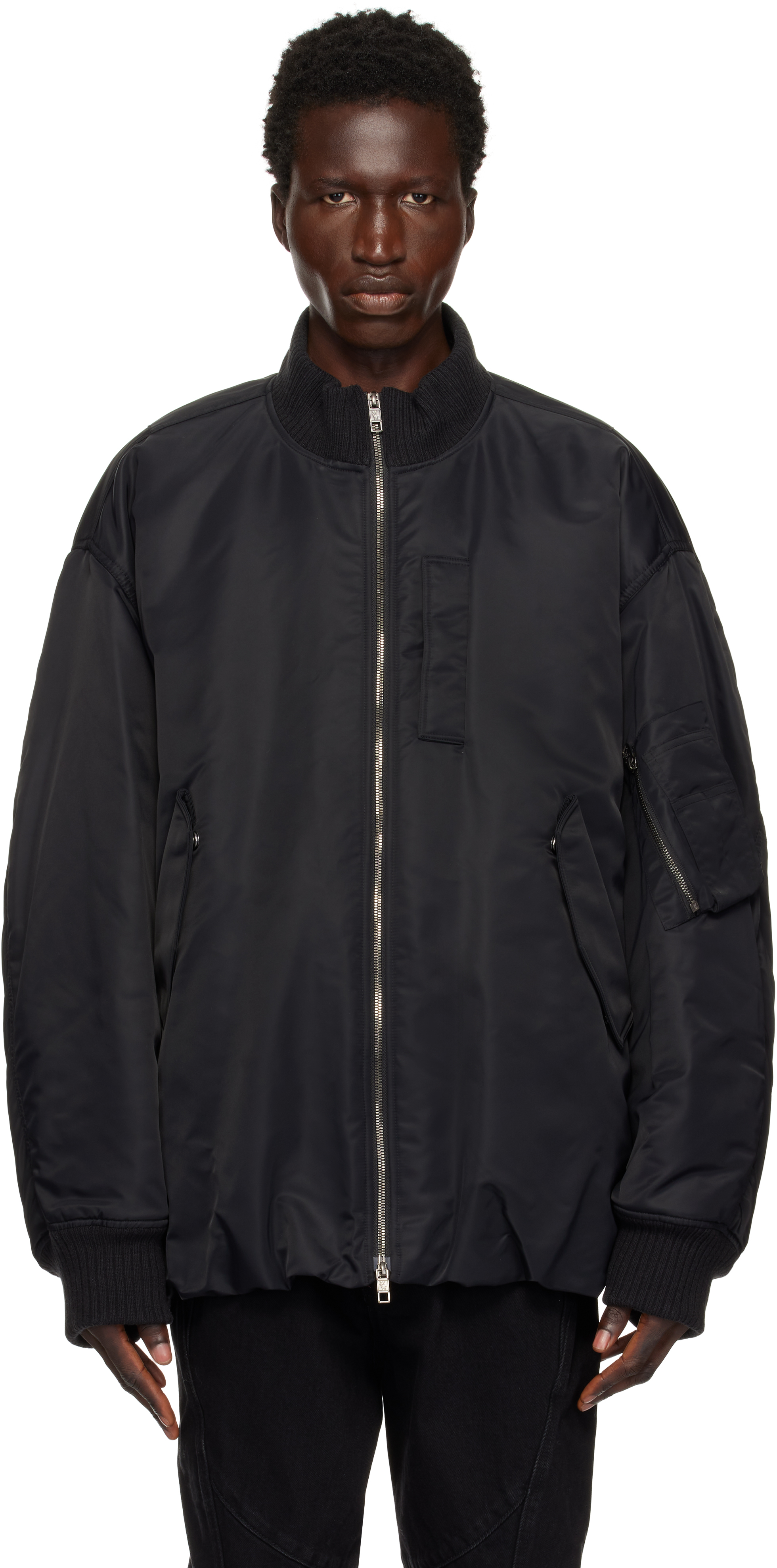 Black Over Fit MA-1 Bomber Jacket