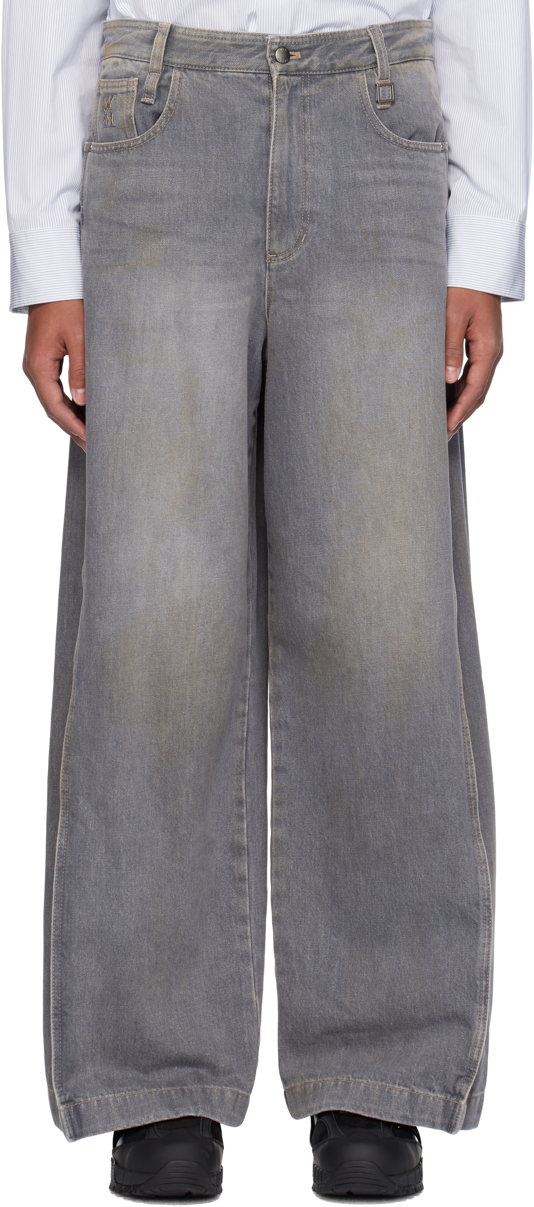 Gray Two-Tuck Wide Jeans