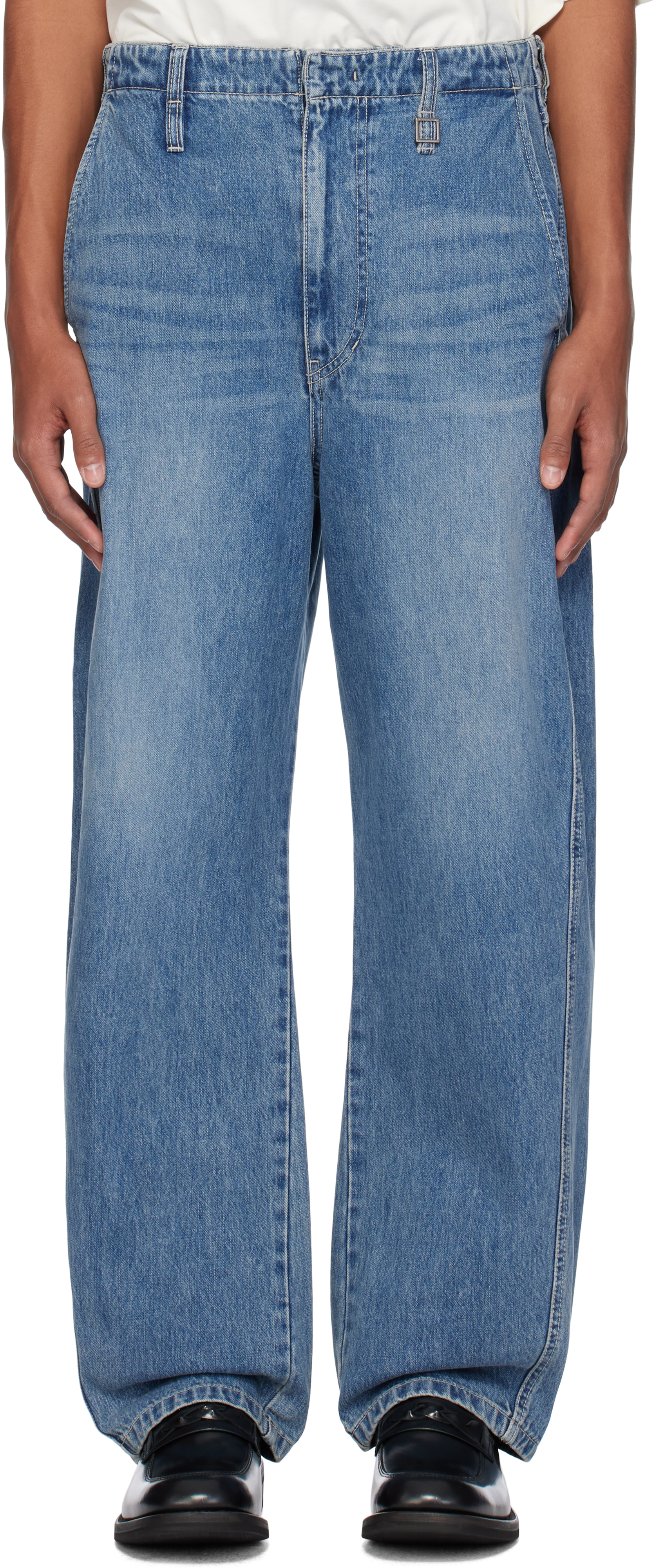 Blue Curved Wide Jeans