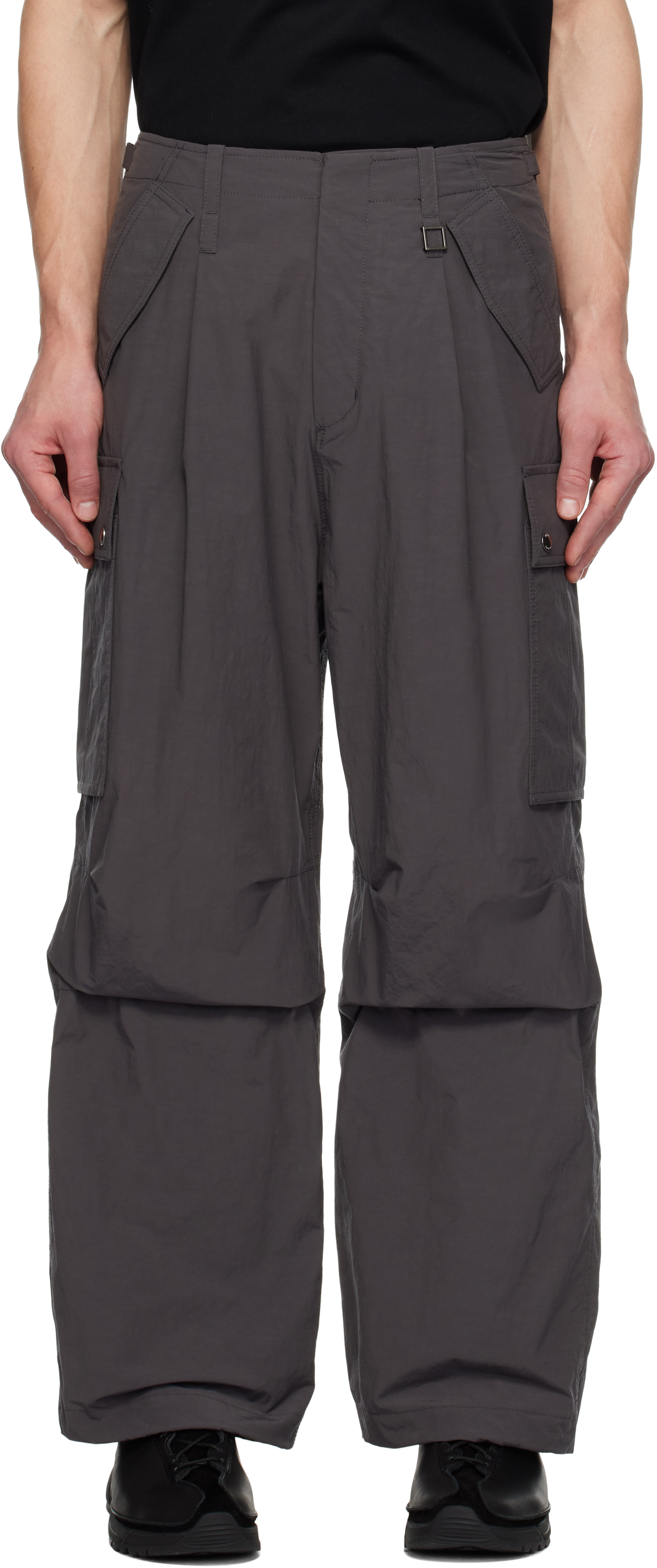 Wooyoungmi Gray Taffeta Cargo Pants In 961g Grey