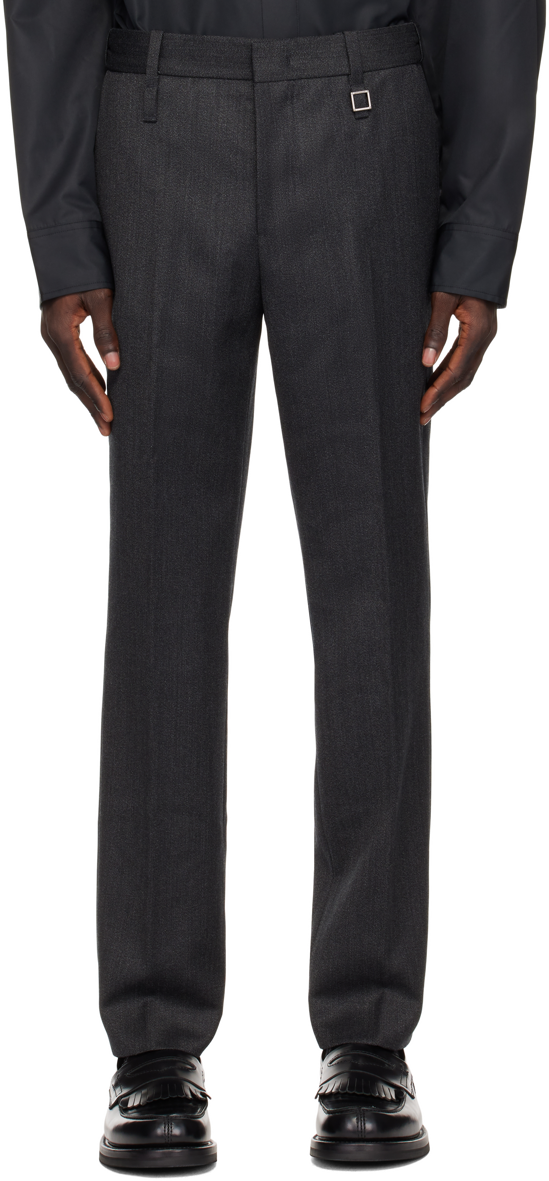 Gray Slim Straight Trousers