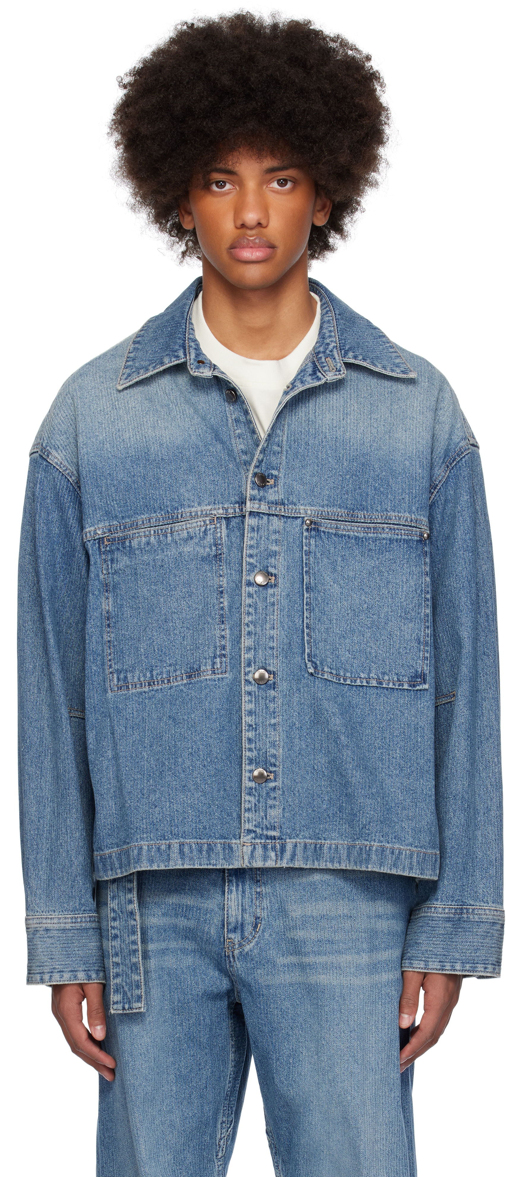 Blue Broken Twill Denim Shirt