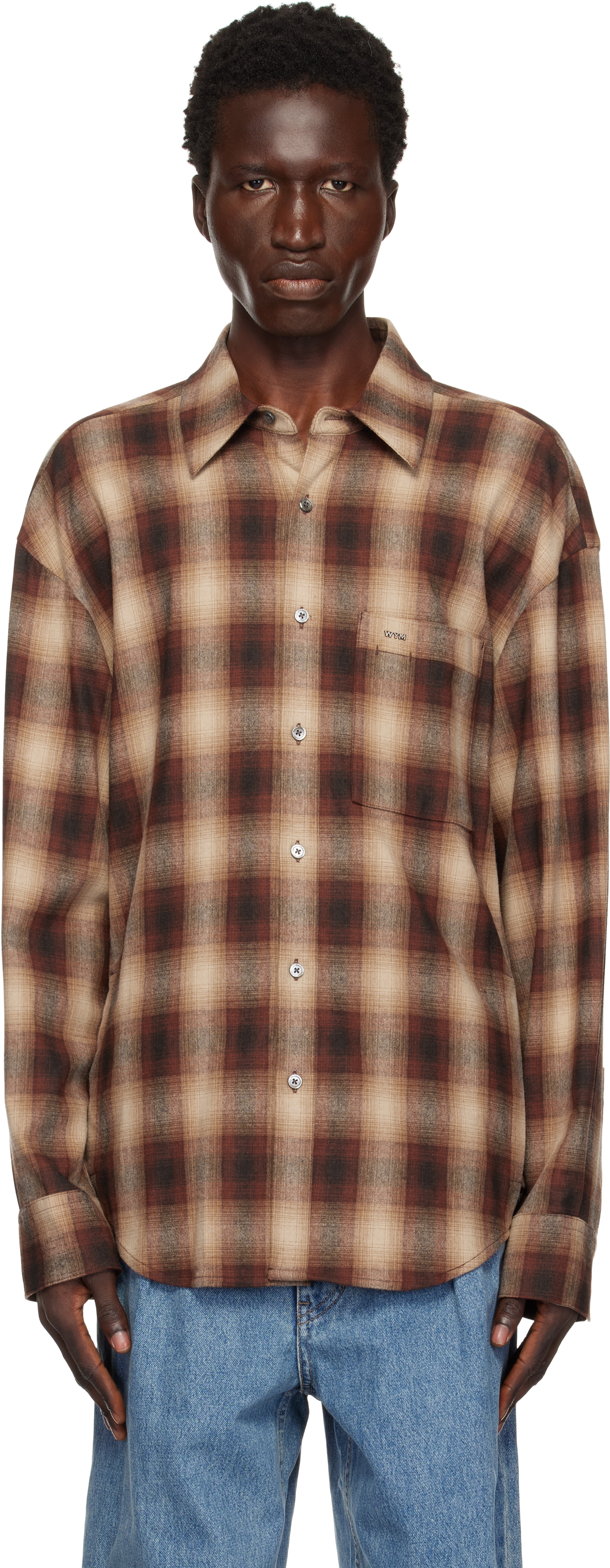 Brown Check Back Logo Shirt