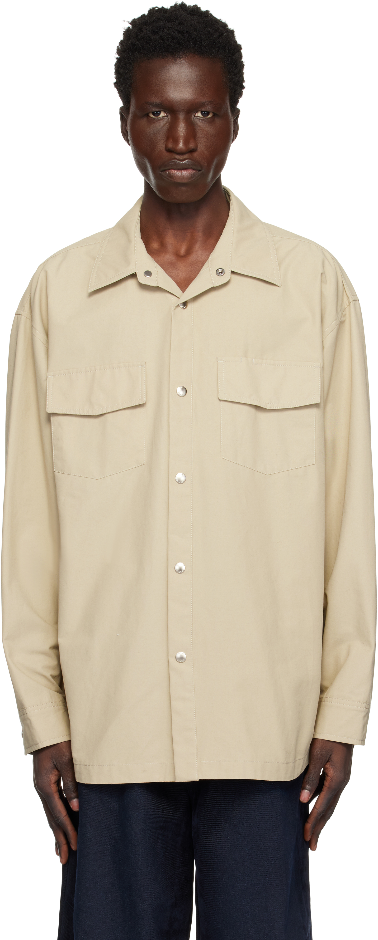 Beige Chest Pocket Shirt