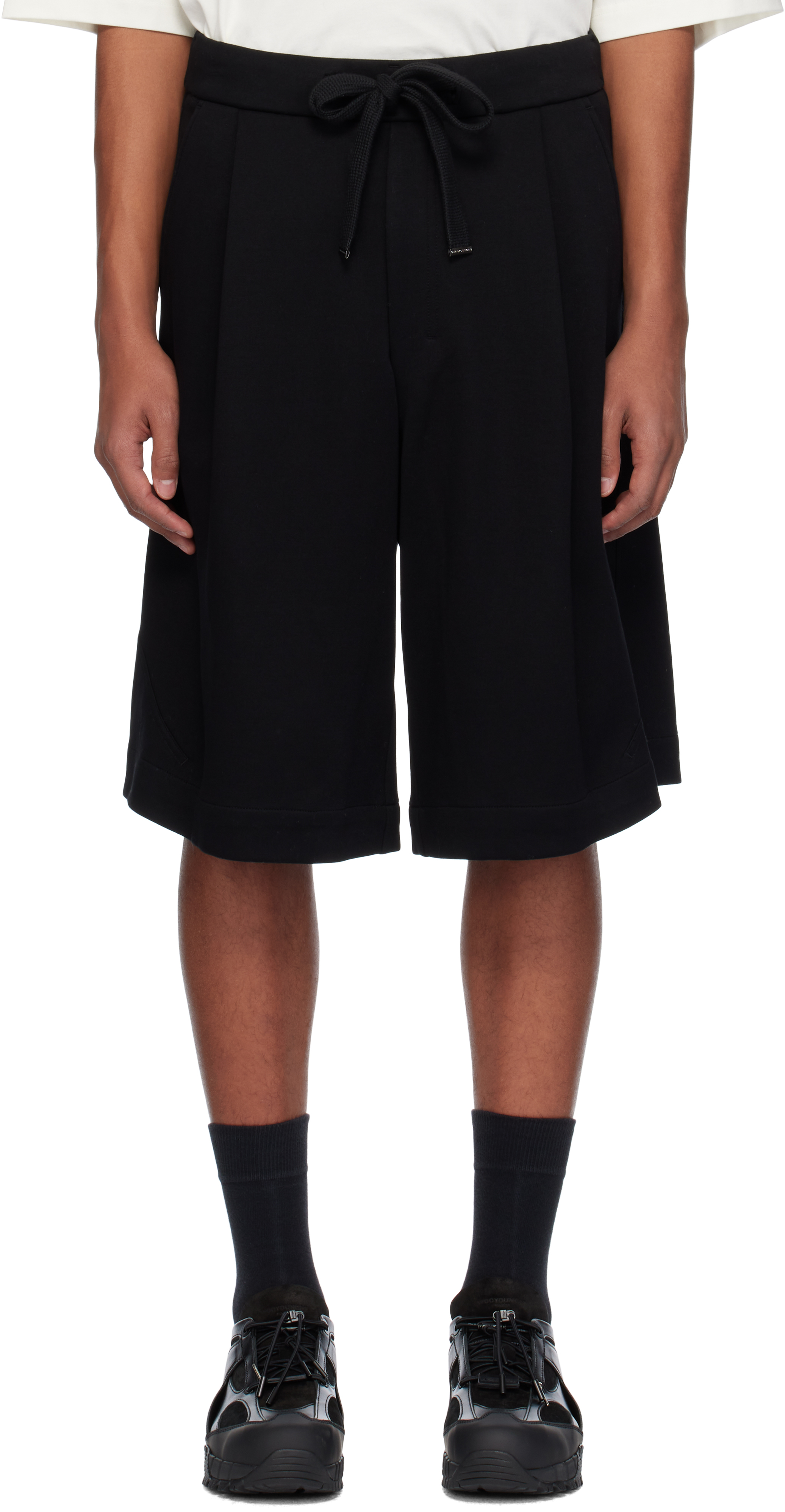 Gray One-Tuck Neoprene Bermuda Shorts