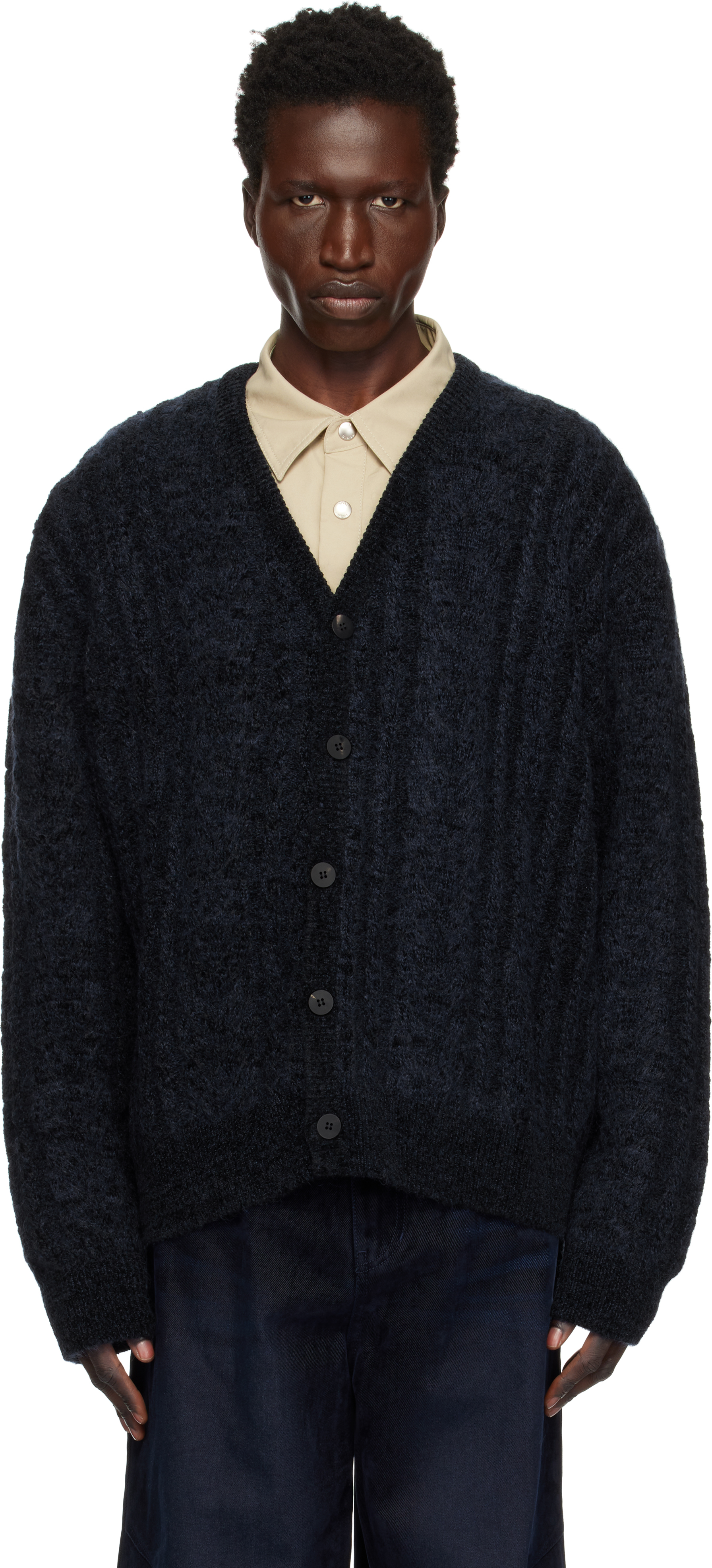 Navy Cable Cardigan