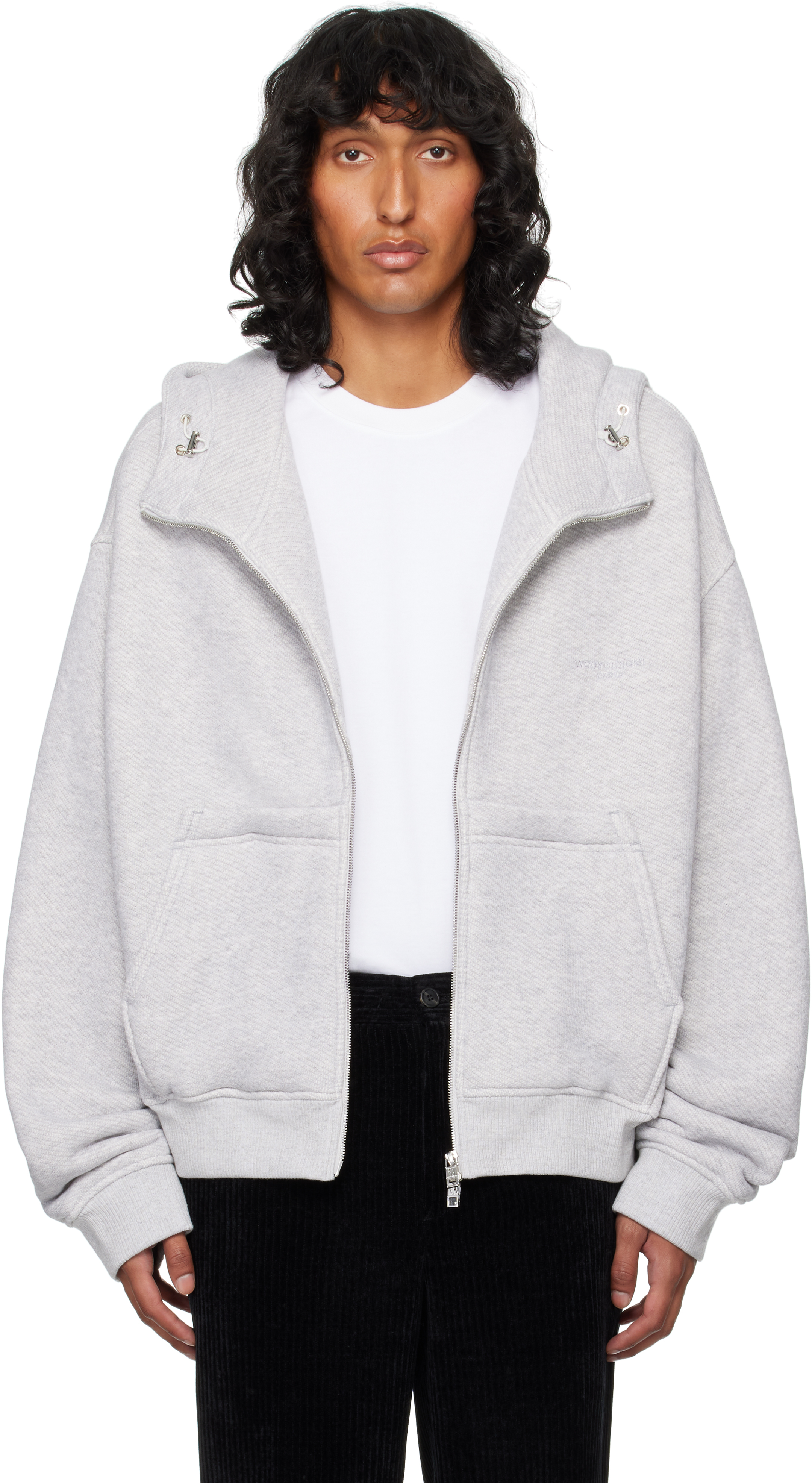 Gray High Neck Hoodie