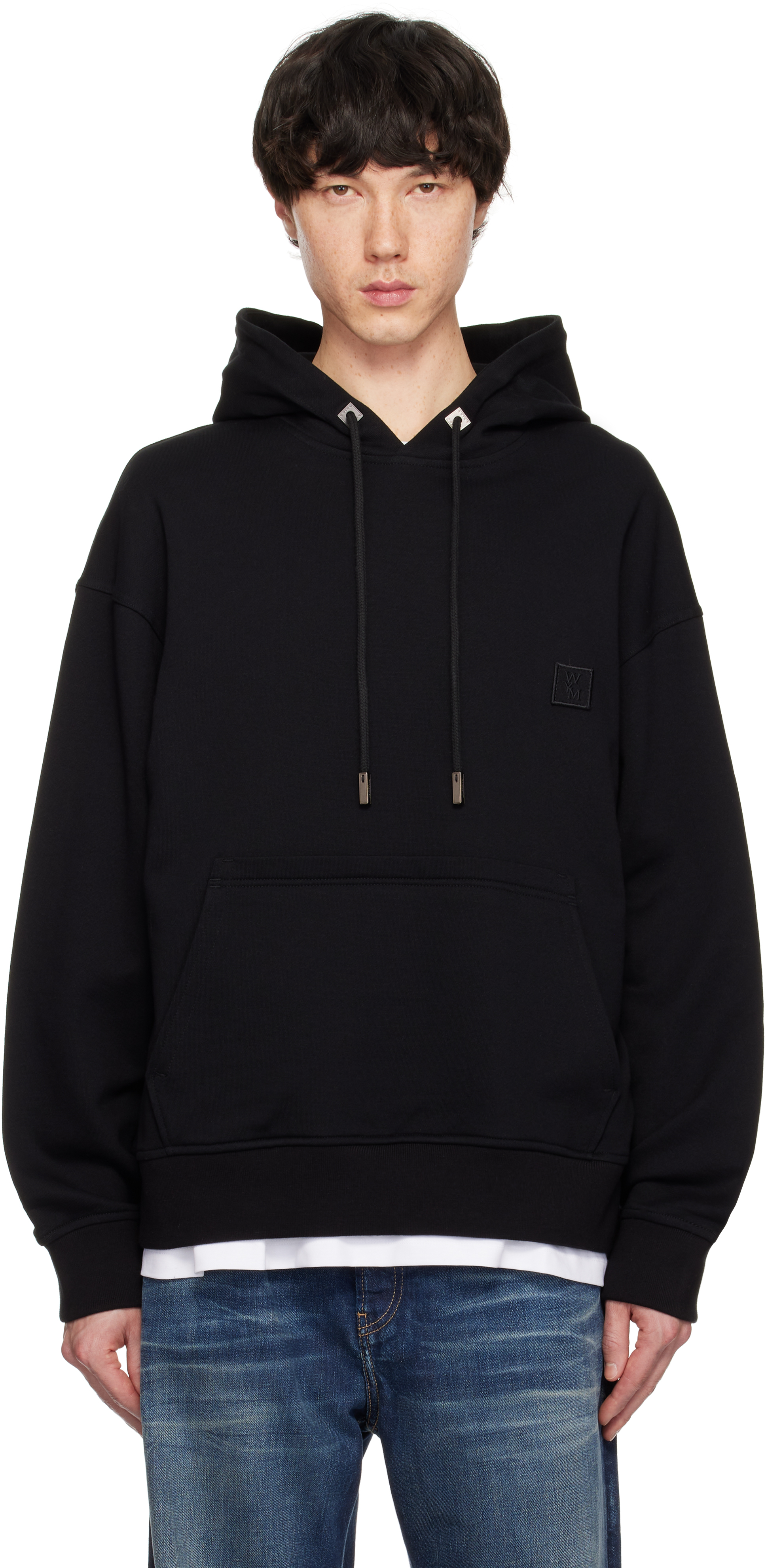 Wooyoungmi Black Metallic Graphic Hoodie In 729b Black