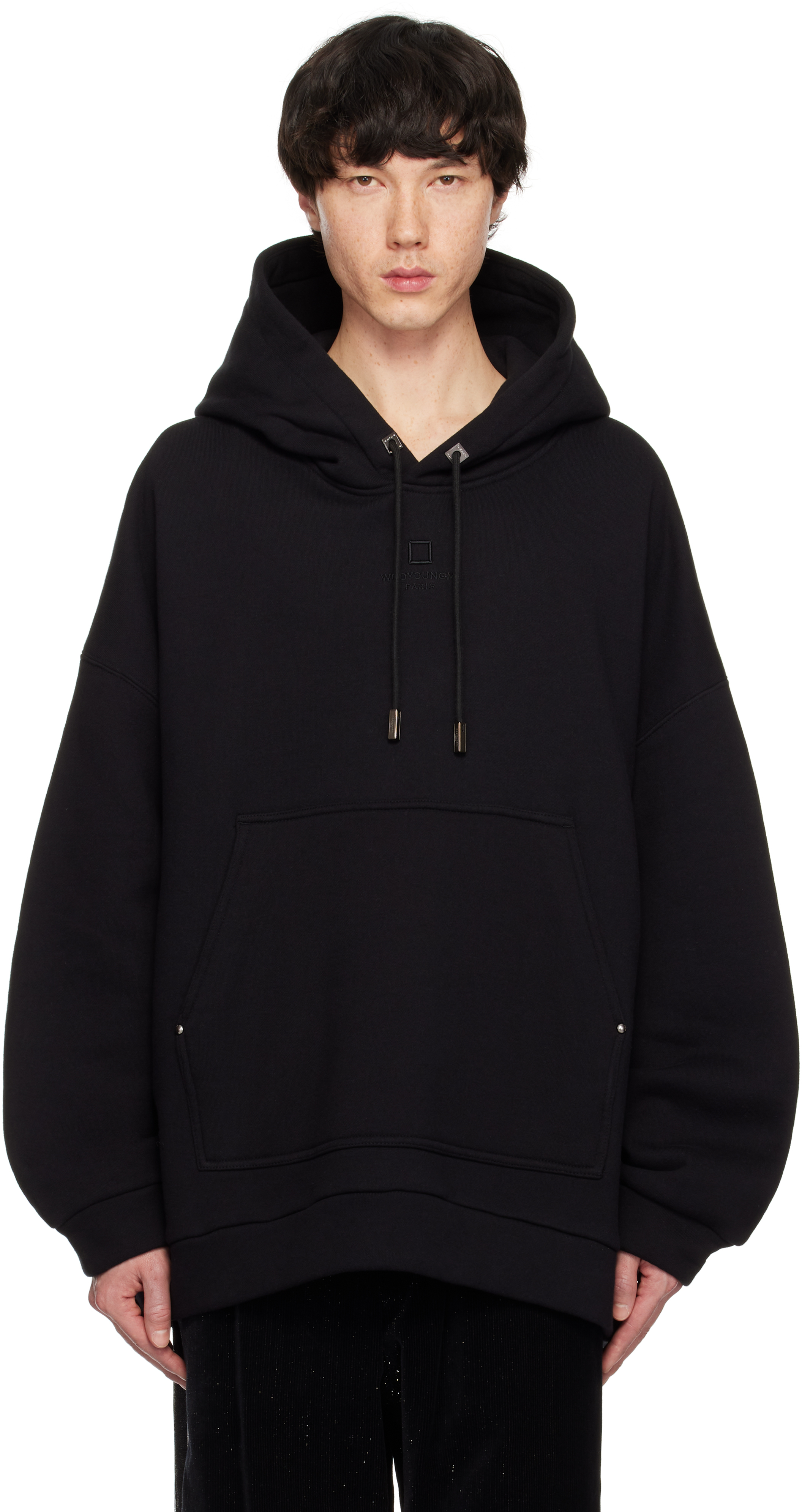 Wooyoungmi Black Cotton Hoodie In 731b Black