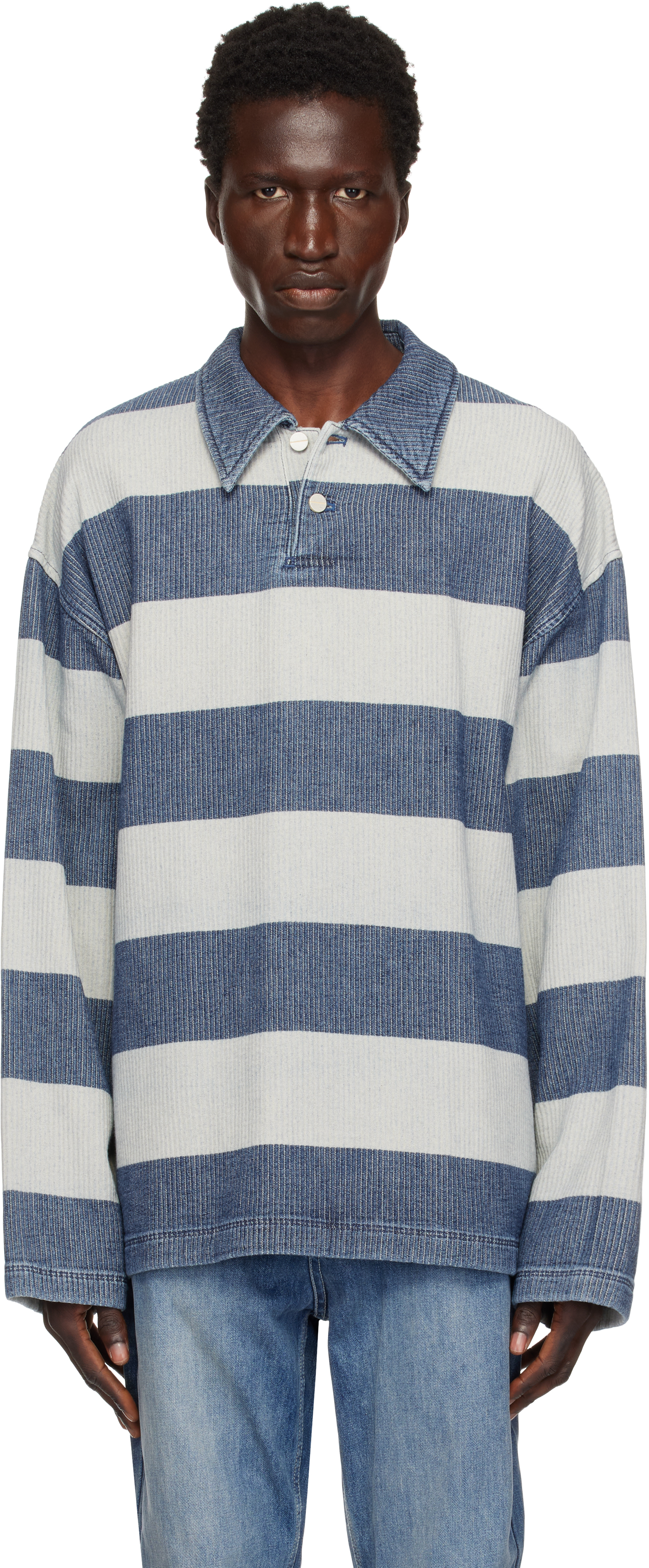 Blue Striped Rugby Polo