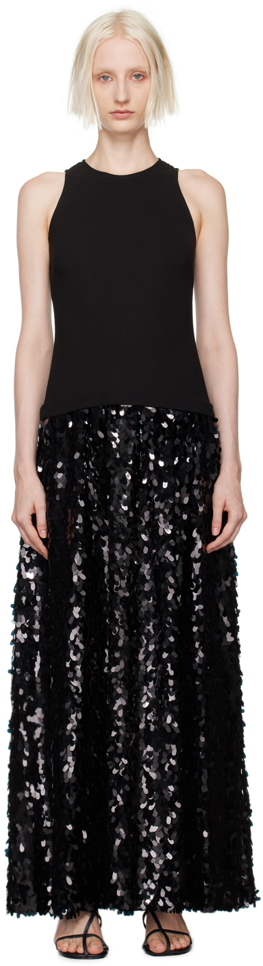 SIMONMILLER Black Memphis Crepe Sequin Maxi Dress