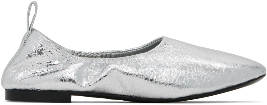 SIMONMILLER Silver Crinkle Metallic Riad Ballerina Flats