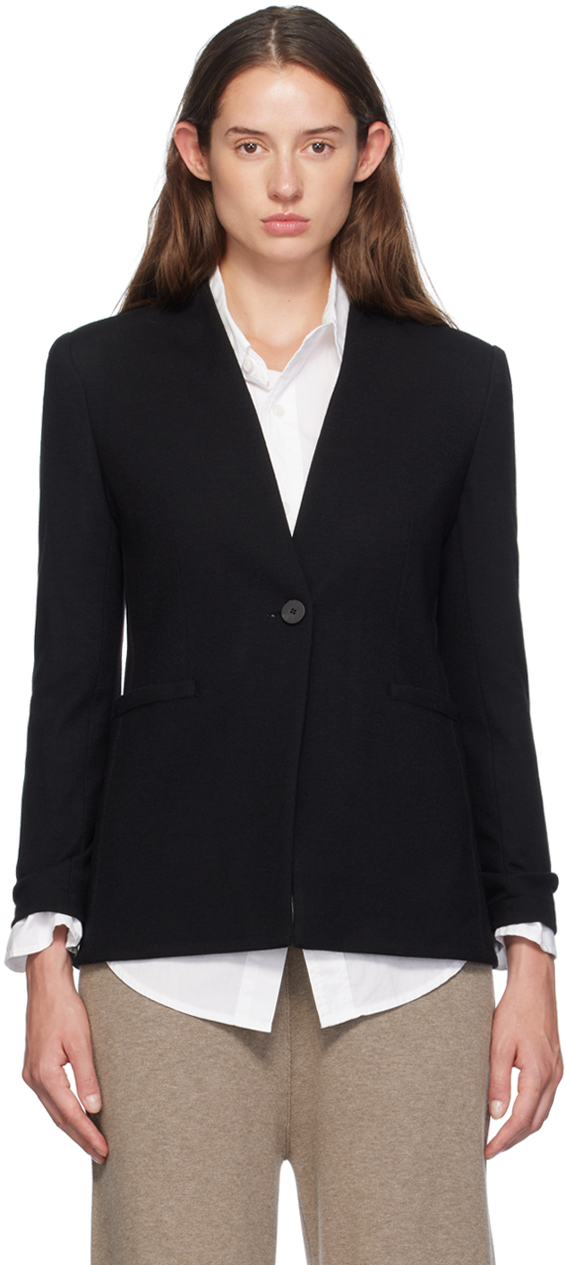 Shop Harris Wharf London Black Uncollared Blazer In 199 Black