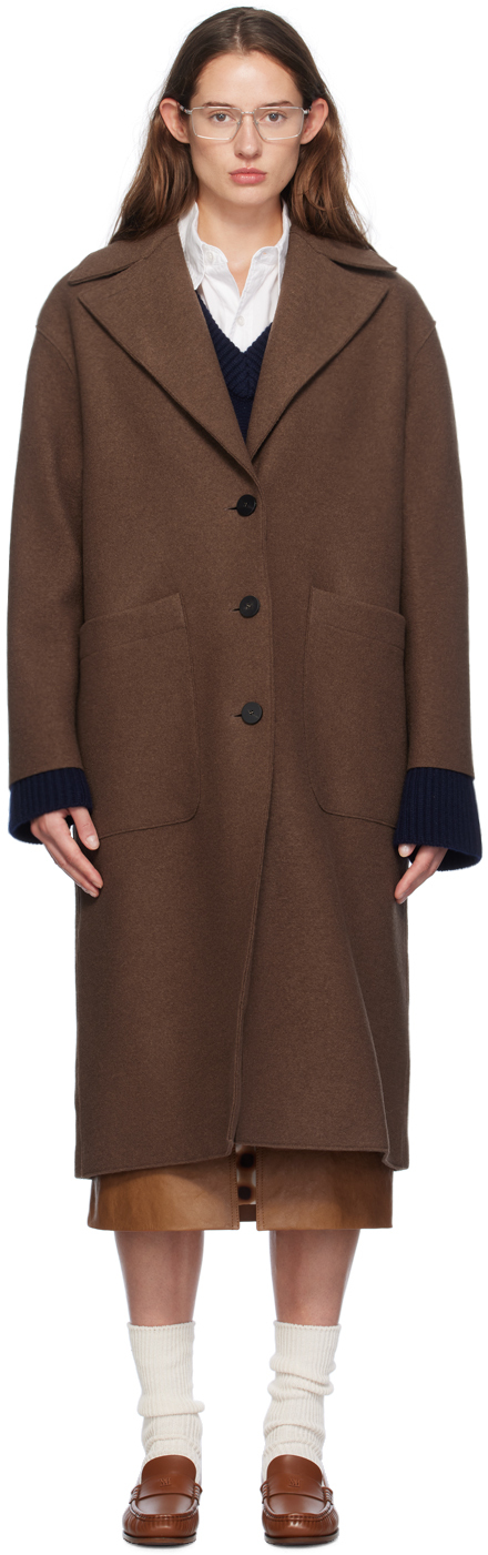 Brown Boiled Wool Greatcoat