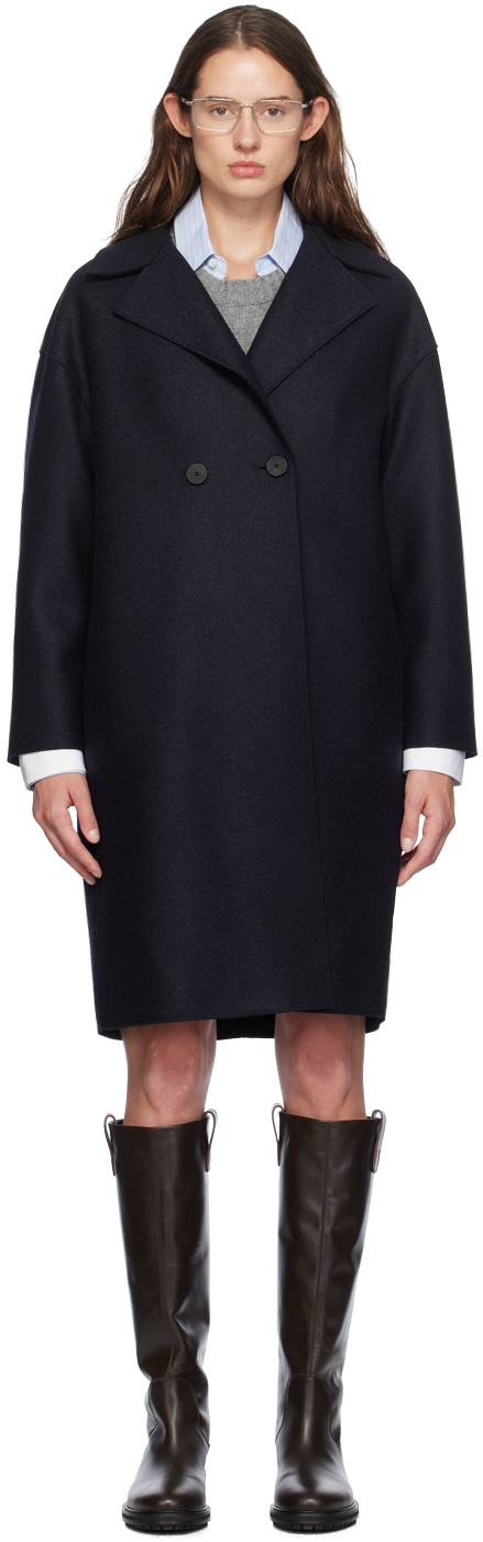 Navy Dropped Shoulder Coat