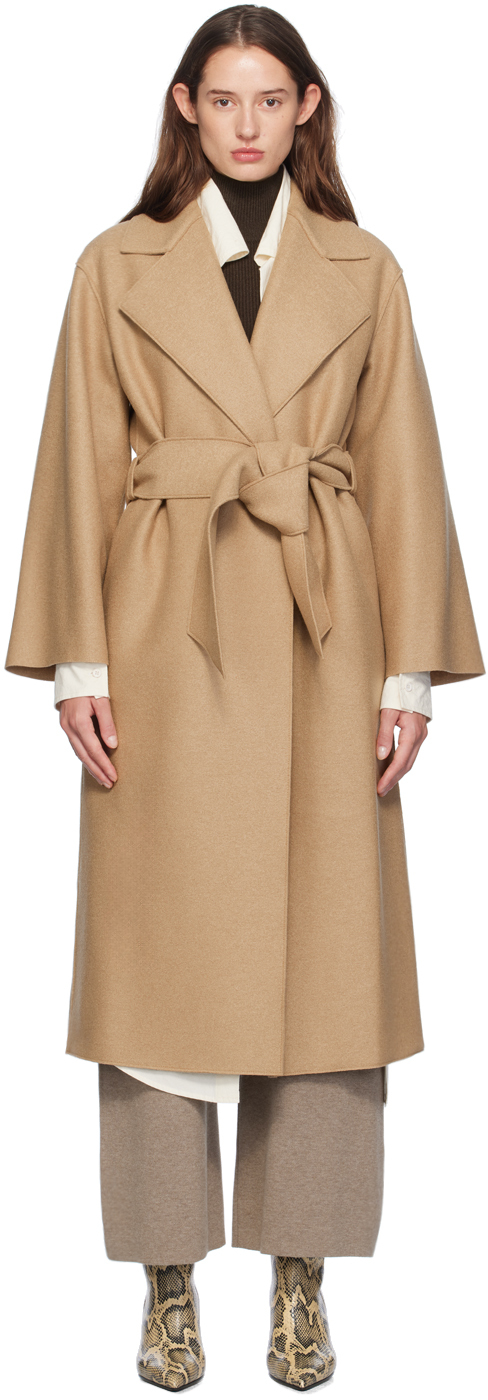 Beige Belted Clutch Coat