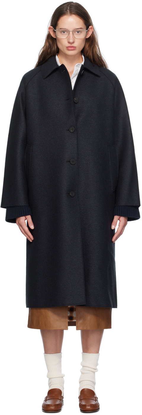 Navy Balmacaan Coat