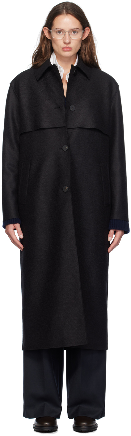 Shop Harris Wharf London Black Shield Coat In 199 Black