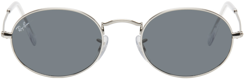 Silver Oval Sunglasses by Ray-Ban on Sale