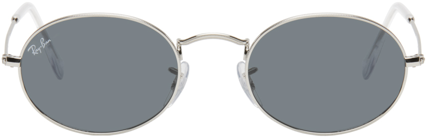 Shop Ray Ban Silver Oval Sunglasses In 003/r5 Silver