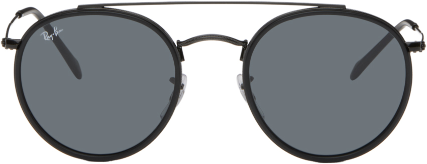 Black Round Double Bridge Sunglasses