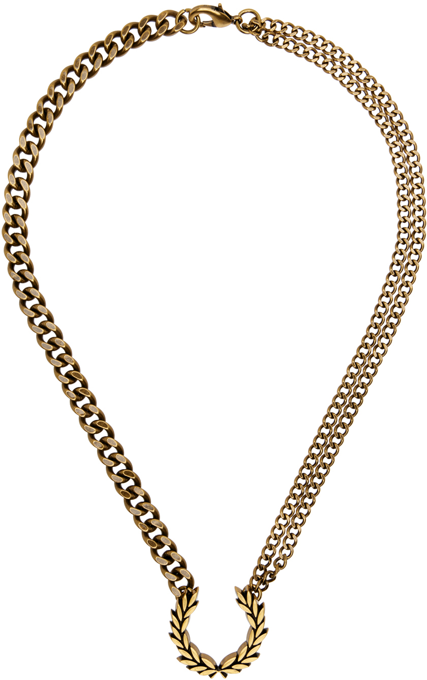 Gold Double Chain Laurel Wreath Necklace