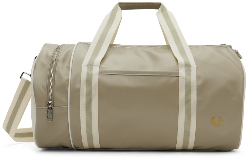 Shop Fred Perry Taupe Classic Barrel Bag In V66