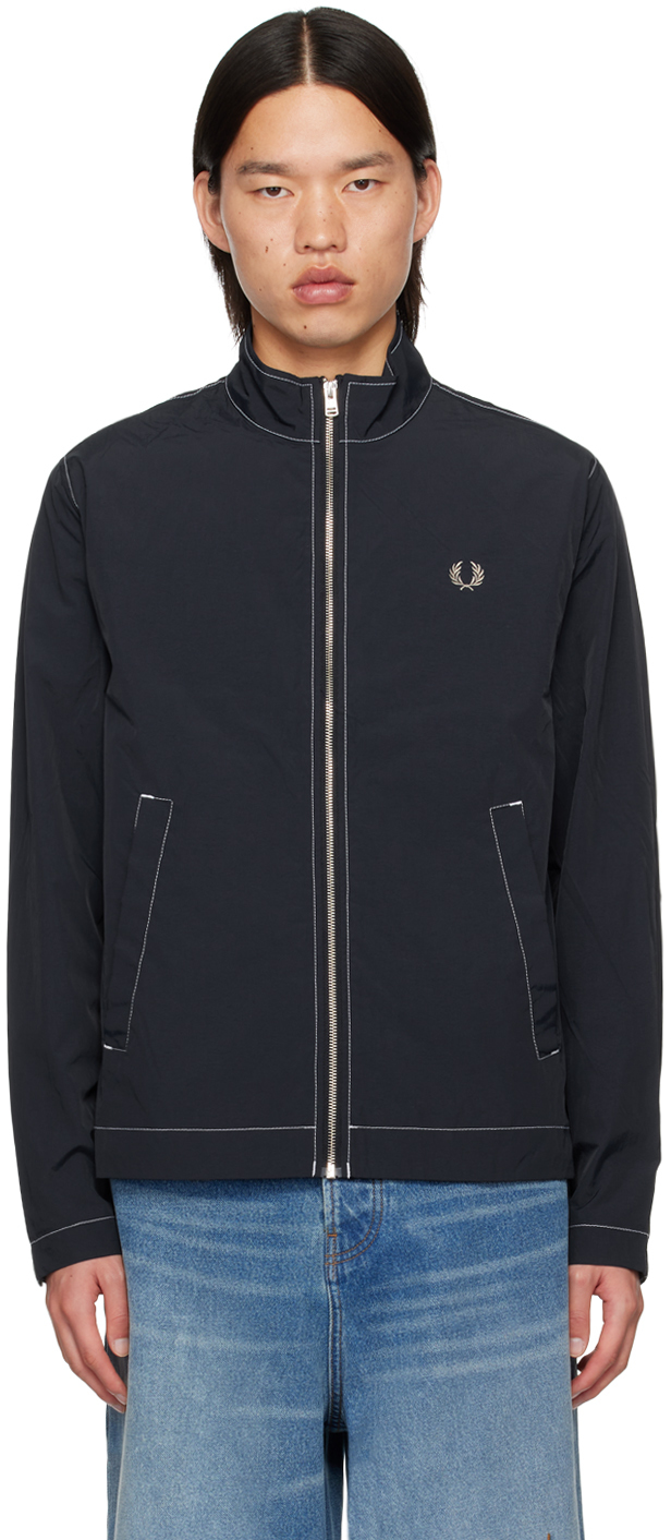 Shop Fred Perry Navy Laurel Wreath Jacket In 608