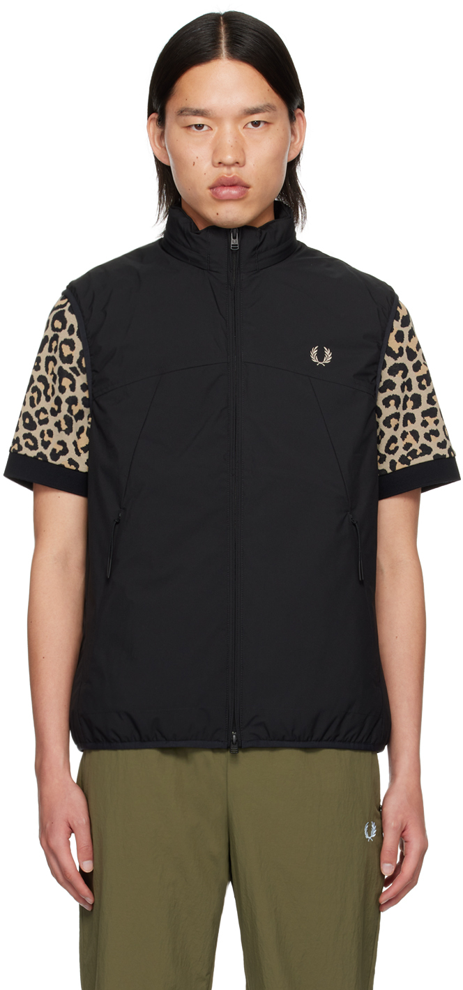 Shop Fred Perry Black Zip Through Vest In 102