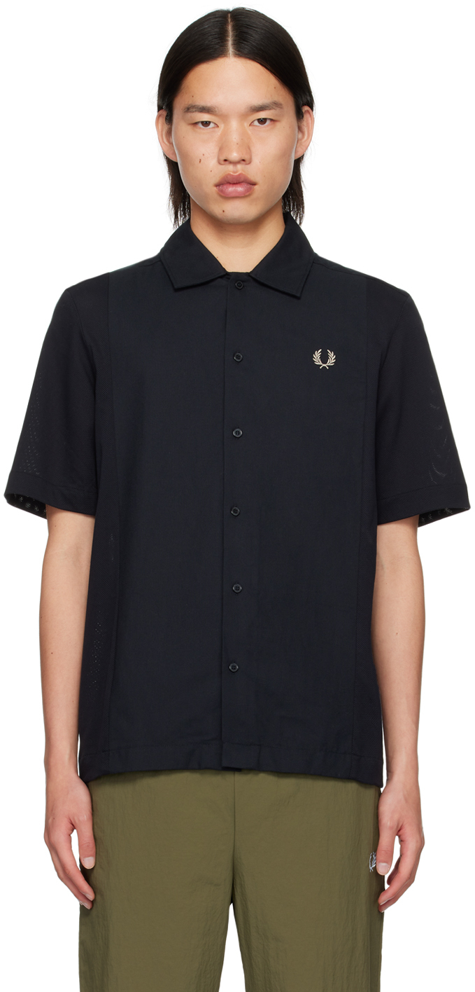 Shop Fred Perry Black Panel Shirt In 102