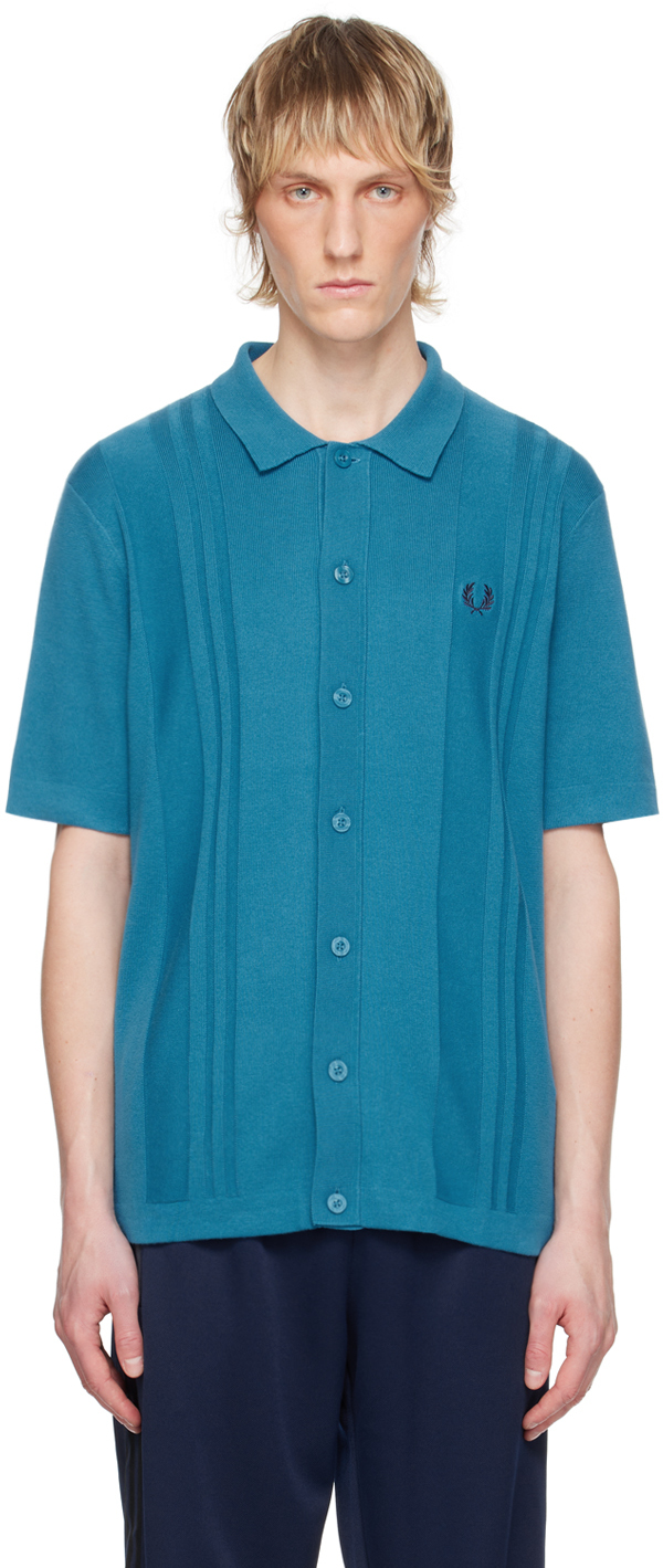 Fred Perry Blue Button Shirt In U46