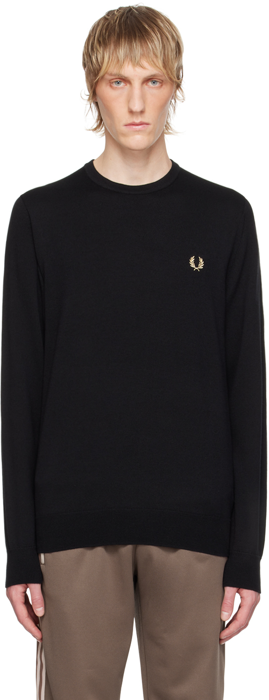 Shop Fred Perry Black Embroidered Sweater