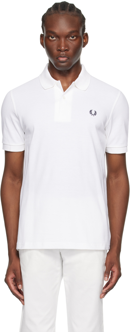 Shop Fred Perry White Embroidered Polo In 100