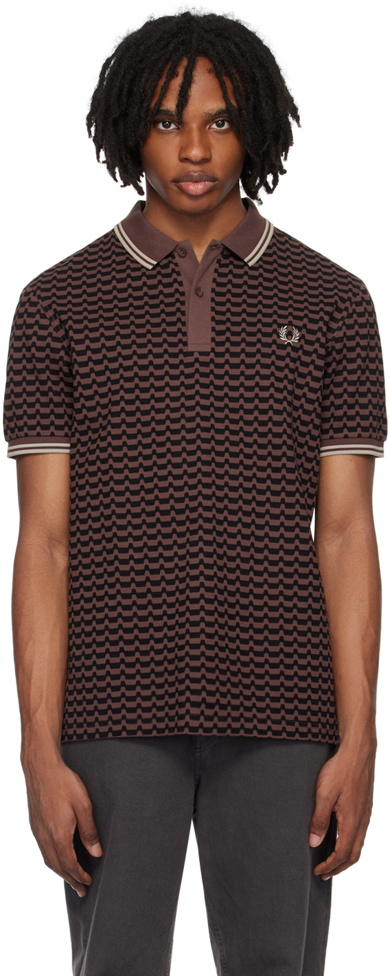 Shop Fred Perry Brown Abstract Polo In U53