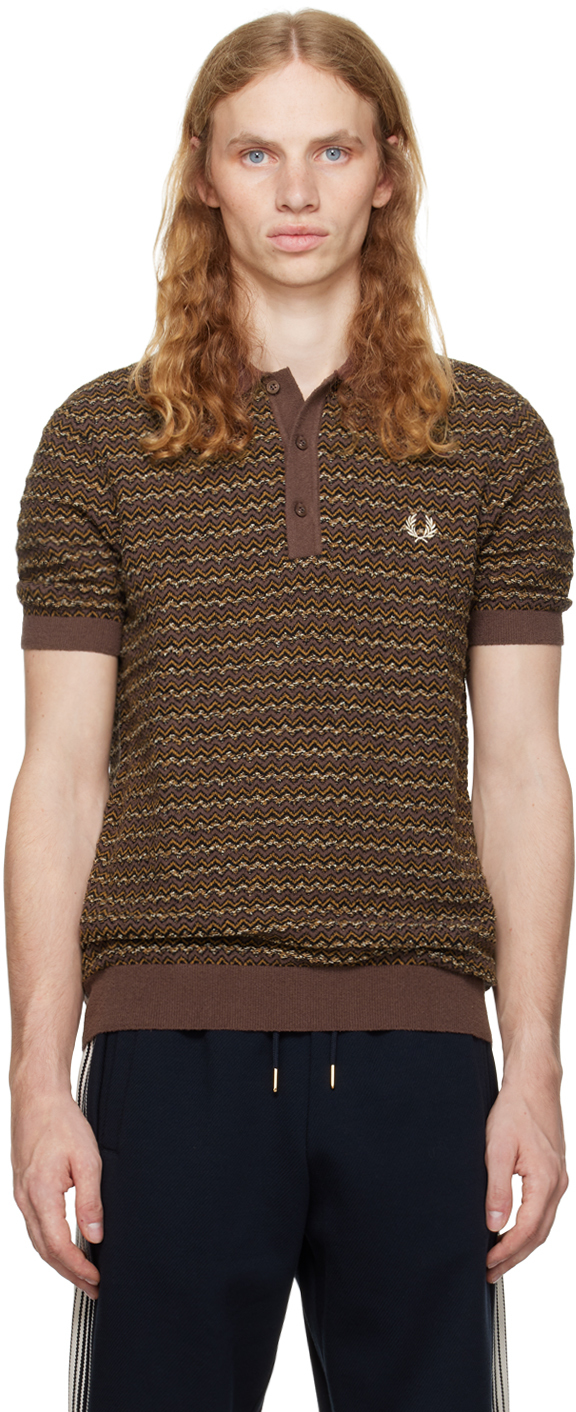 Shop Fred Perry Brown Bouclé Polo In U53