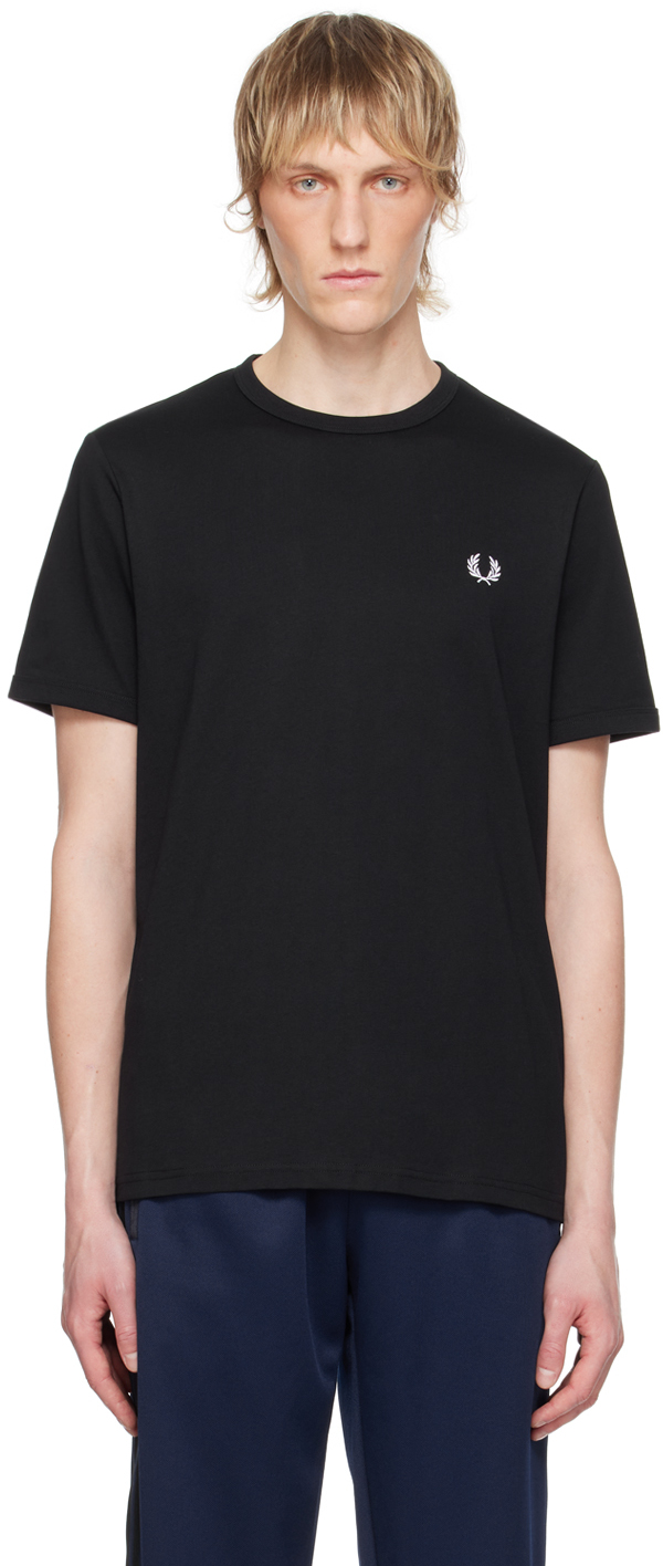 Shop Fred Perry Black Ringer T-shirt