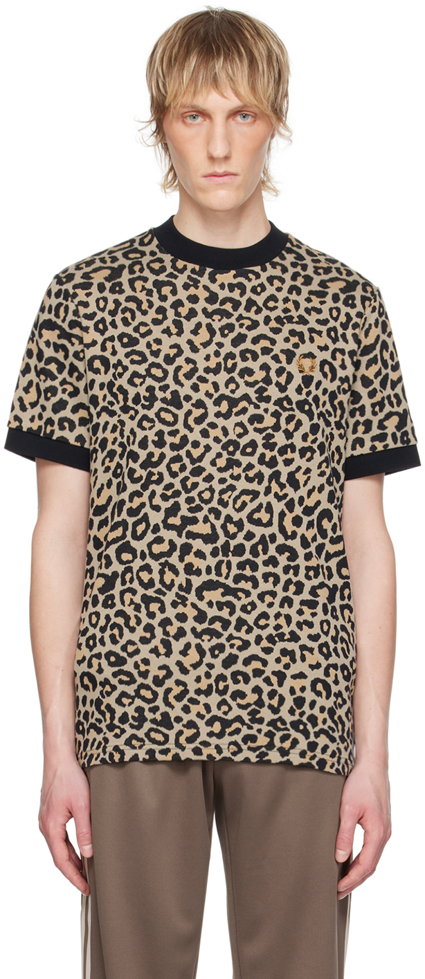 Fred Perry Beige Leopard T-shirt In U54