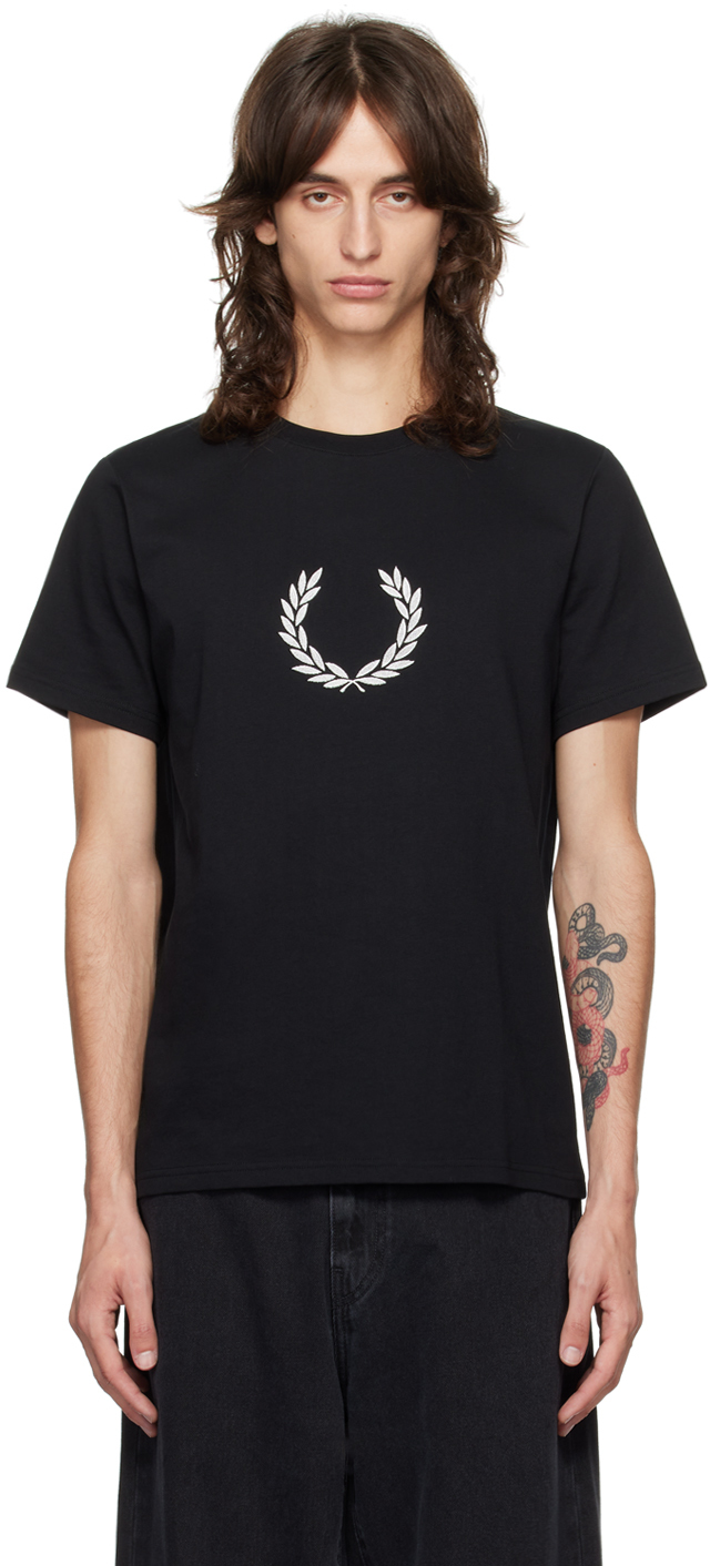 Black Textured Laurel Wreath T-shirt