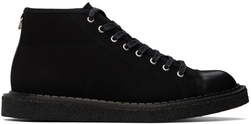 Shop Fred Perry Black George Cox Edition Heavy Canvas Monkey Sneakers In 102