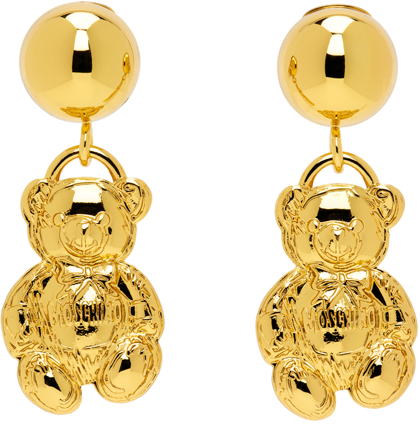 Gold Archive Teddy Bear Earrings