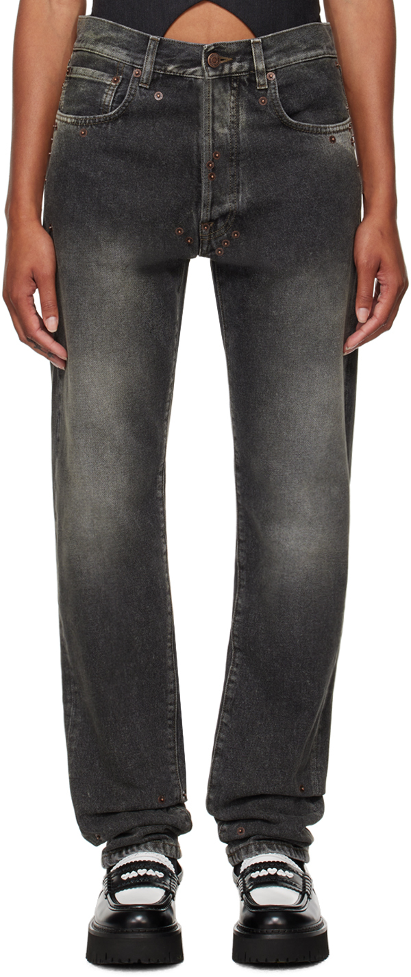 Shop Moschino Black Faded Jeans In 0499 Grey