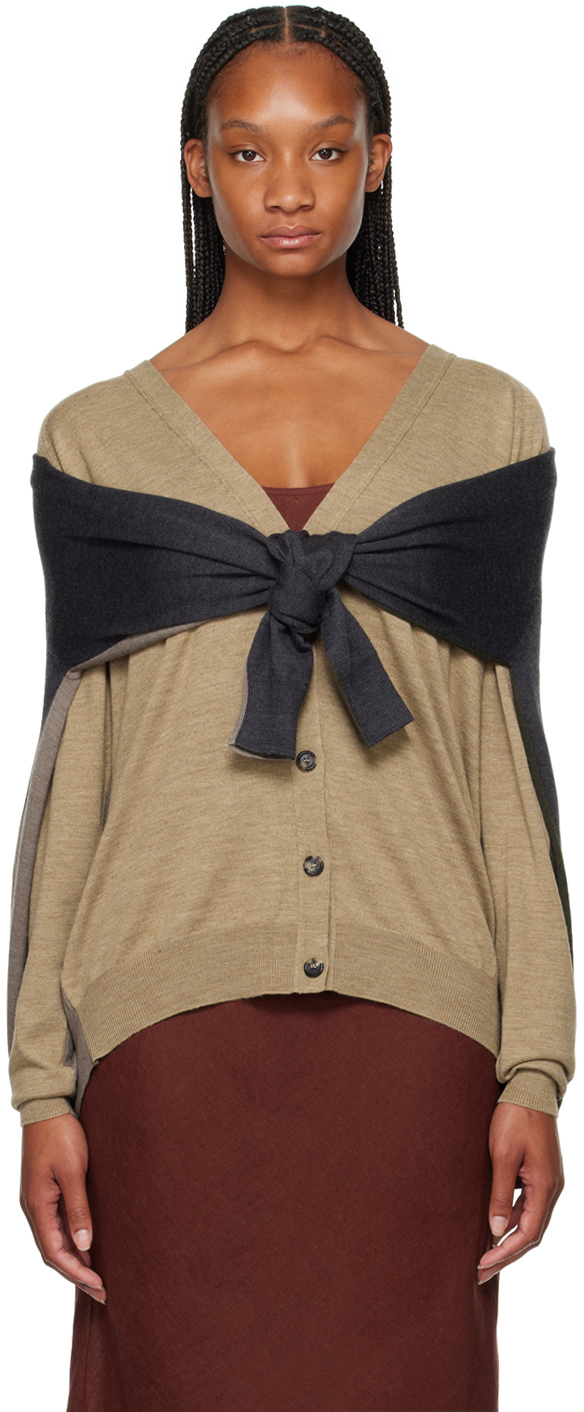 Shop Moschino Beige & Gray Layered Cardigan In 1091 Multi Beige