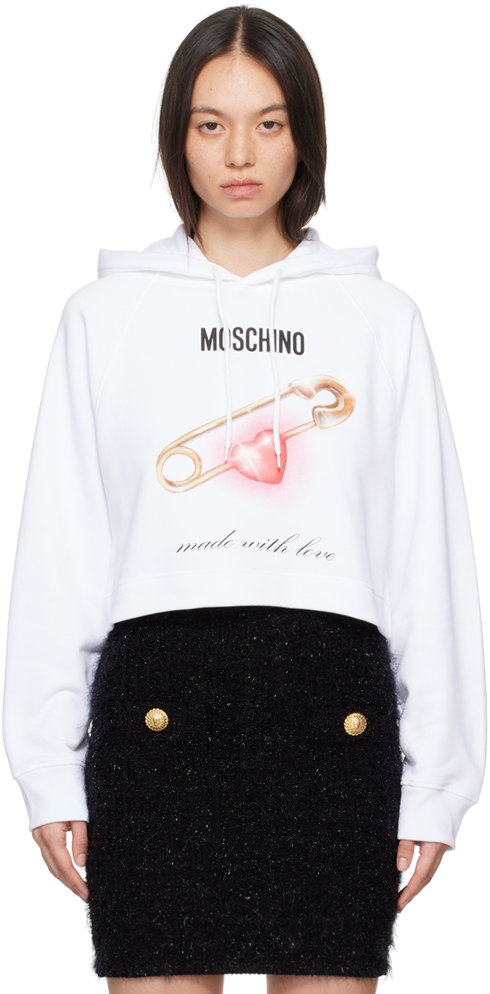 White Heart Safety Pin Hoodie