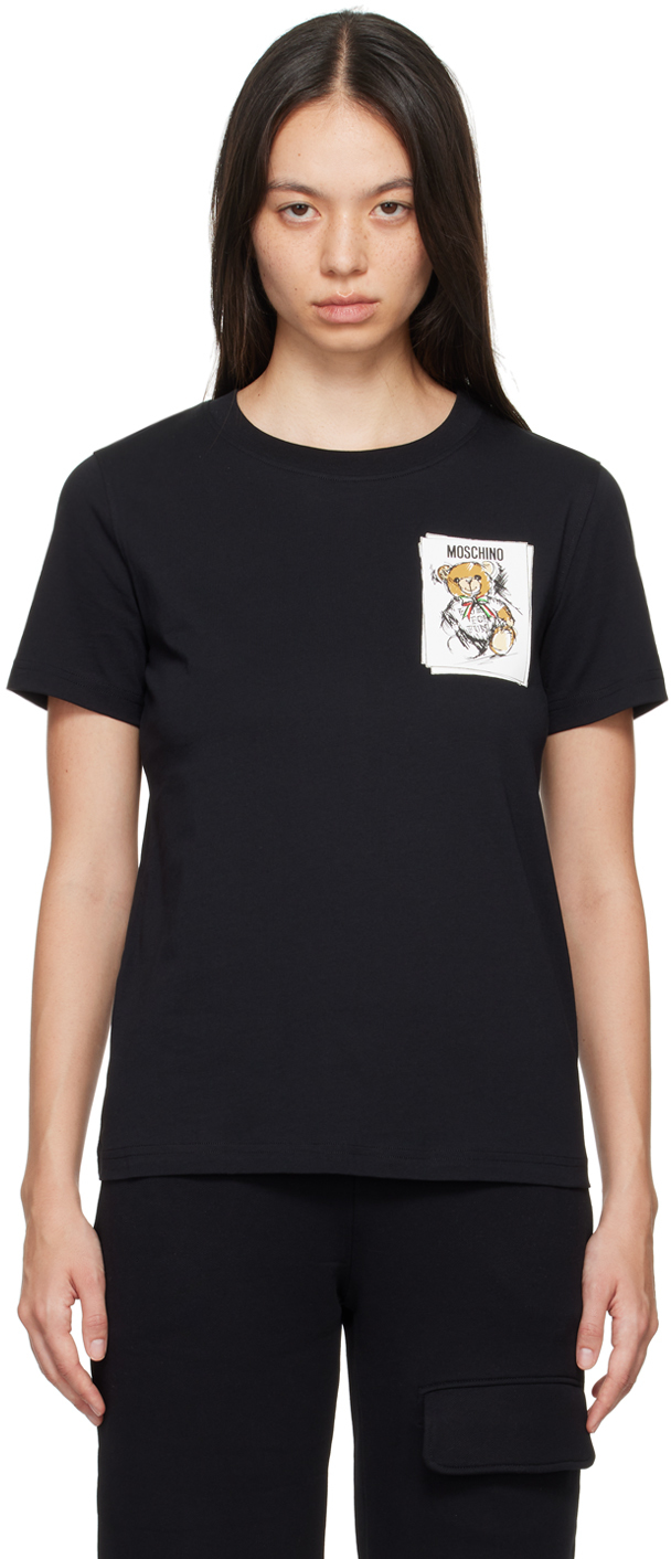 Shop Moschino Black Teddy Bear T-shirt In 1555 Multi Black