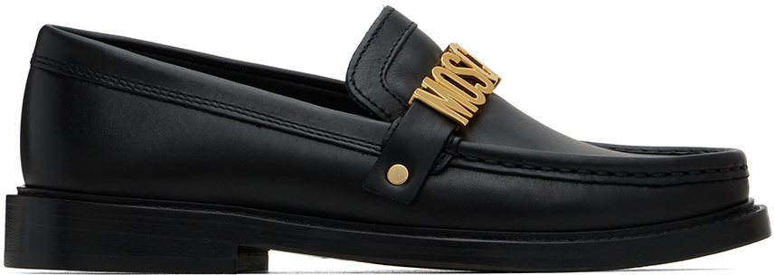 Shop Moschino Black College Loafers In 000 Nero