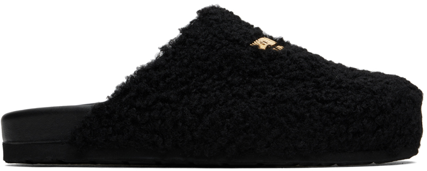 Black Shearling Slippers