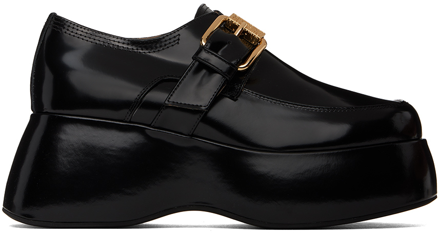 Shop Moschino Black Platform Loafers In 000 Black Abbrasived