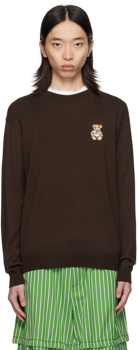 Shop Moschino Brown Teddy Patch Sweater In 0102