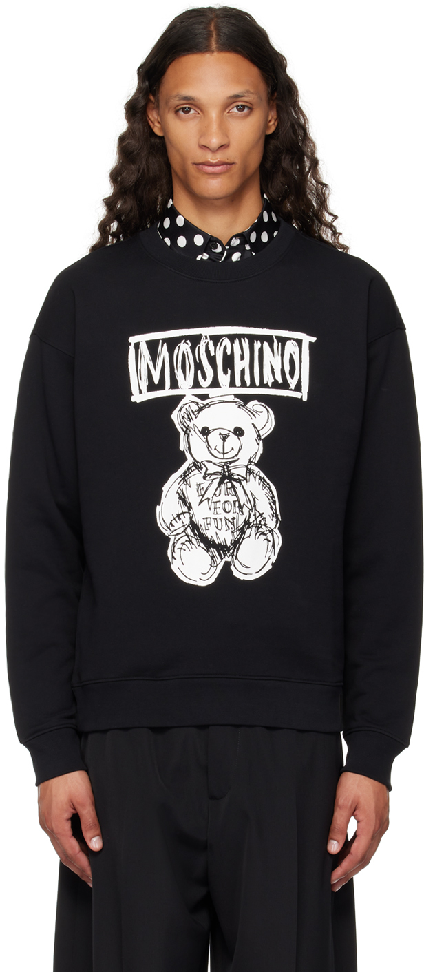 Shop Moschino Black Teddy Bear Sweatshirt In Multi Black